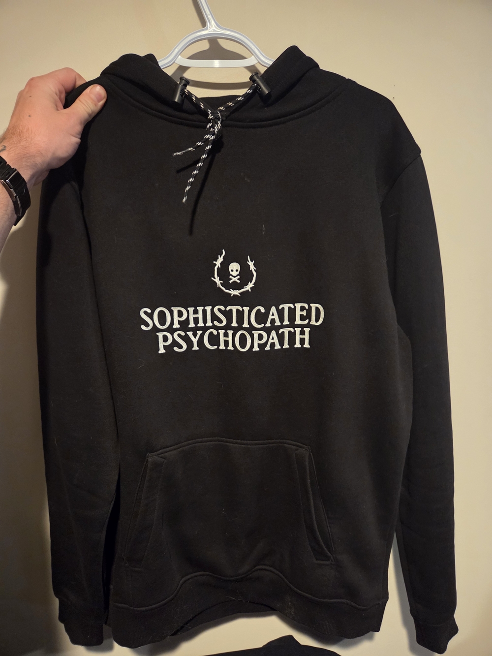 Black 'Sophisticated Psychopath' Graphic Hooded Sweatshirt
